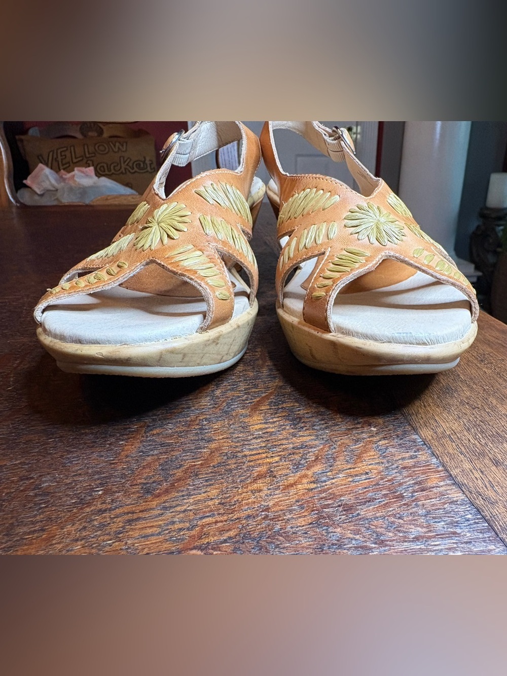 Pikolinos Stitched Floral Leather Wedge Sandals EU 38 - Picture 2 of 7